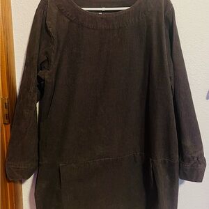 Grey Corduroy Tunic Dress